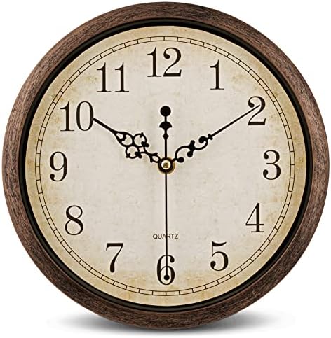 Bernhard Products Vintage Brown Wall Clock Silent Non Ticking 10 Inch Quality by BernhardProducts