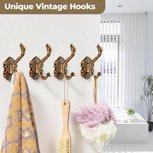 3 Pack Vintage Dragon Metal Wall Hooks Heavy Duty Aluminum Alloy Coat Hooks - Image 2