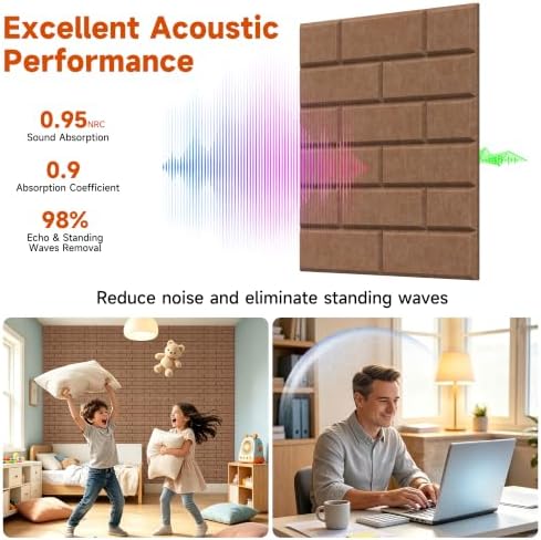 TO-TH 12Pack Acoustic Wall Panels Self Adhesive Soundproof Panel, Dark Brown - Image 3