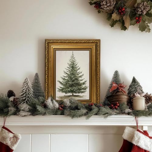 AVECCO Christmas Tree Pine Botanical Wall Art Canvas Framed 8x10 inch - Image 4