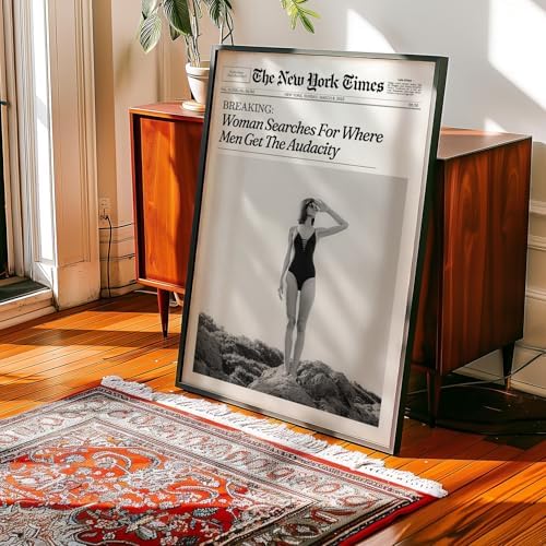 Trendy NewsPaper Wall Art 12x18in Black Framed Woman Searches - Image 5