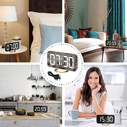 SZELAM Digital Alarm Clock, LED and Mirror Desk Clock Large Display, - Image 6