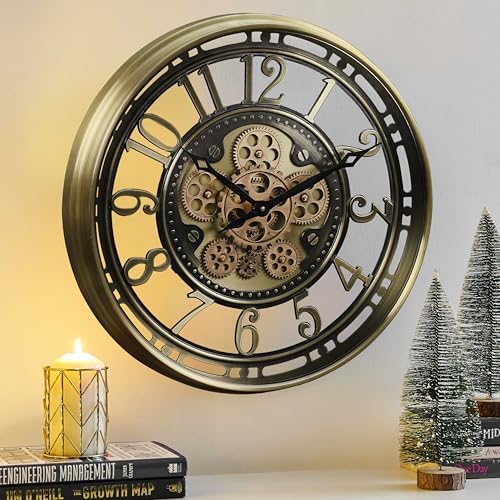 CLXEAST 21" Large Moving Gear Wall Clock by CLXEAST