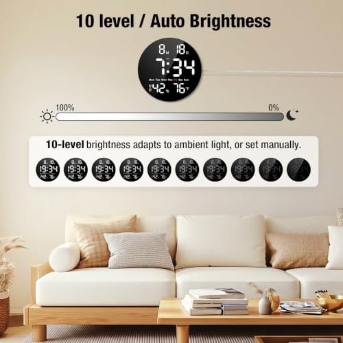 10 Inch Large Digital Wall Clock, LED Round Electric Clocks - Image 7