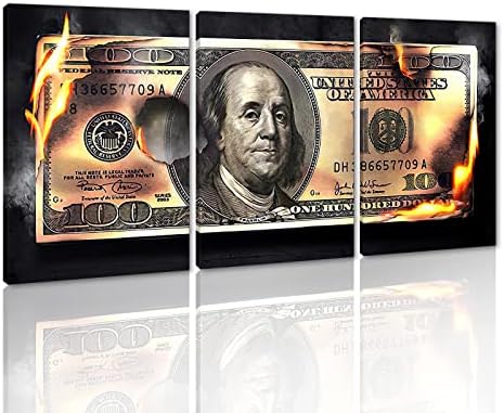 Money Pictures Wall Art 3 Panels 100 Dollar Bill Canvas by YatsenBridge