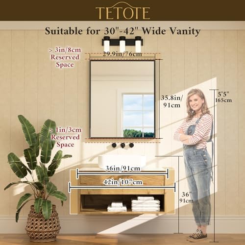 TETOTE Brushed Nickel Mirror for Bathroom Sink 30" x 36" Beveled Frame Brushed - Image 6