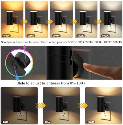 JandCase LED Night Light, Night Lights Plug into Wall, Dusk to Dawn, 5 Color - Image 3