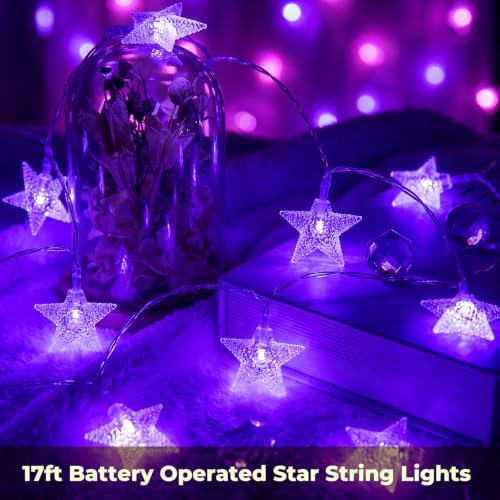 Minetom 50 LED Star String Lights, 17ft Battery Operated Fairy Lights - Image 2