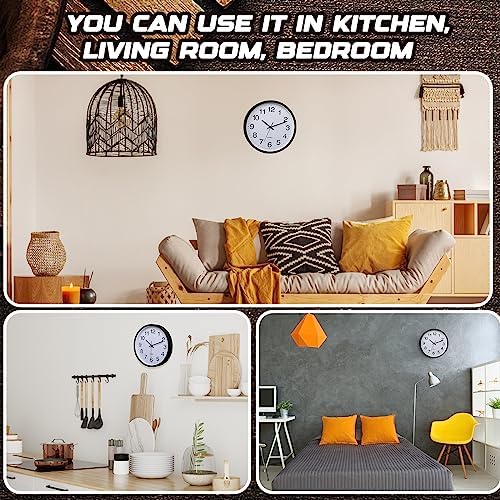Inbagi 12 Pcs Silent Wall Clocks 12 Inch Large Quartz Analog Clock Black - Image 6