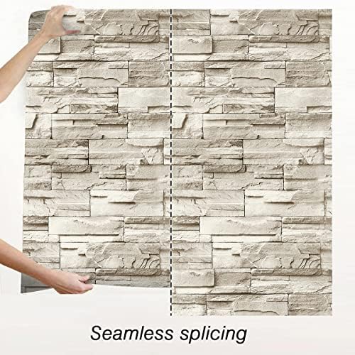Jeweluck Faux Stone Wallpaper Peel and Stick Brick Wallpaper 17.7”×393.7” - Image 6
