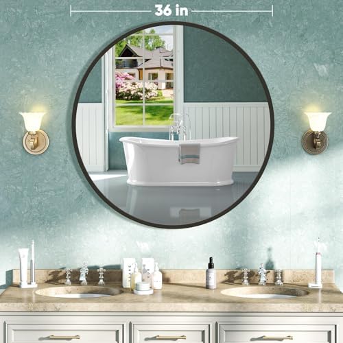 NEWBULIG 36 Inch Round Bathroom Mirror, Wall Mount Vanity Mirror - Image 2