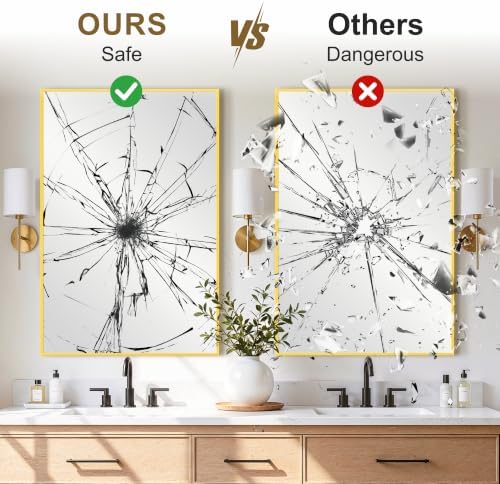Bathroom Vanity Mirror for Over Sink, 36x24 Inch Matte Gold Mirror - Image 4