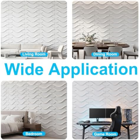 Art3d 19.7" x 19.7" Wall Panel Wave, Matte White - Image 6