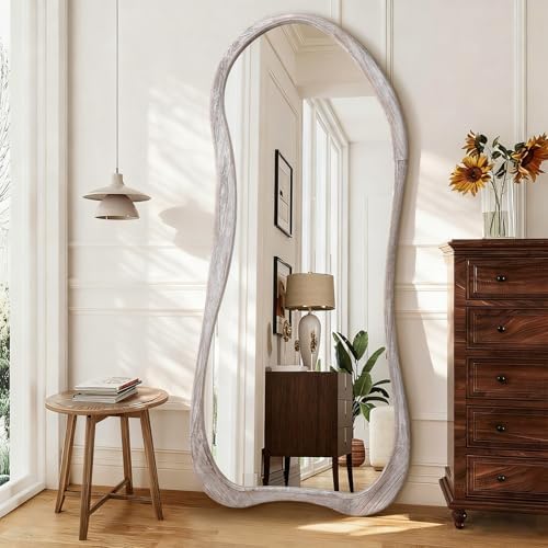 AAZZKANG Wall Mirror Full Length Rustic Wood Framed Floor Mirrors 71"x32" by AAZZKANG