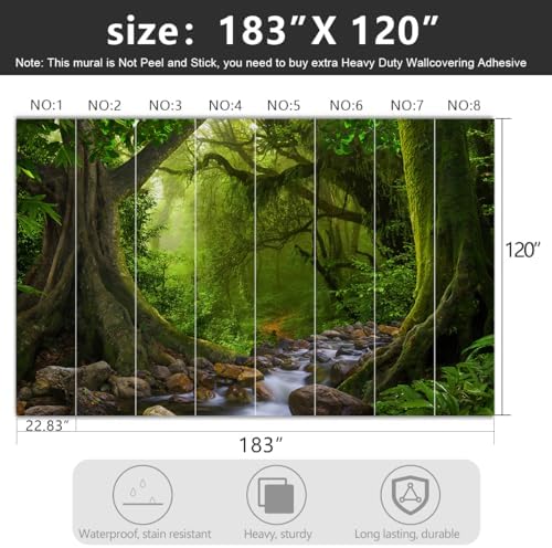 -Green Forest Landscapes Woodland Tree Fabric Wallpaper Living Room Bedroom - Image 4