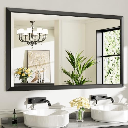 Briivue Black Metal Framed Bathroom Wall Mirror, 60x36 Inch by Briivuemodernmirrors