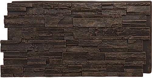 EverStone Cascade Faux Stone Panel, 48 5/8"W x 24 3/4"H x 1 1/4"D, Alder Creek by EkenaMillwork