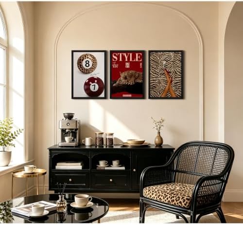 Red Cheetah Wall Decor Prints Leopard Pictures Aesthetic Poster Preppy Art - Image 3