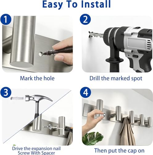 Brushed Nickel Coat Rack Wall Mount - Image 7