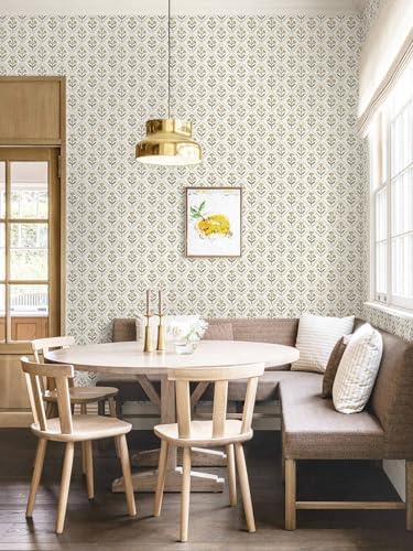 Dimoon 17.3''x78.7'' Peel and Stick Wallpaper Floral Beige Boho Neutral Cute - Image 2