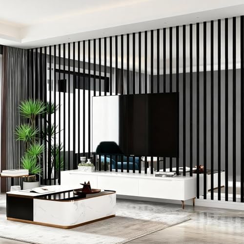 Mirror Striped Peel and Stick Wallpaper 6mm Thick 3D Silver Wall Decor Stripe - Image 5