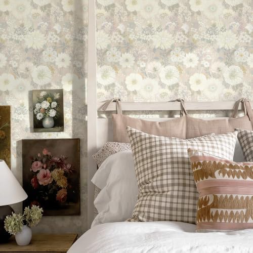 Peel and Stick Wallpaper Floral Beige Contact Paper Vintage Wallpaper Neutral - Image 3