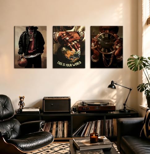 Framed African American Wall Art Set of 3, Trendy Black Men Canvas Wall Decor - Image 4