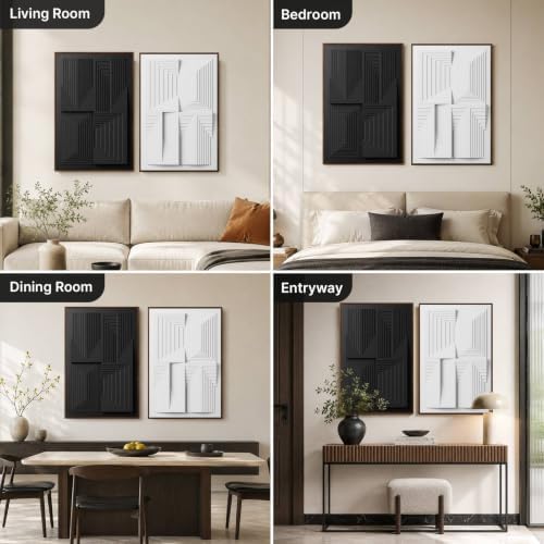 Thalasse Modern Abstract Wall Art Black White 24x36 In - Image 7