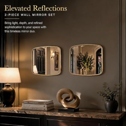 2 Pack Rounded Square Wall Mirror, Aesthetic Curved Edge Vanity Mirror - Image 6