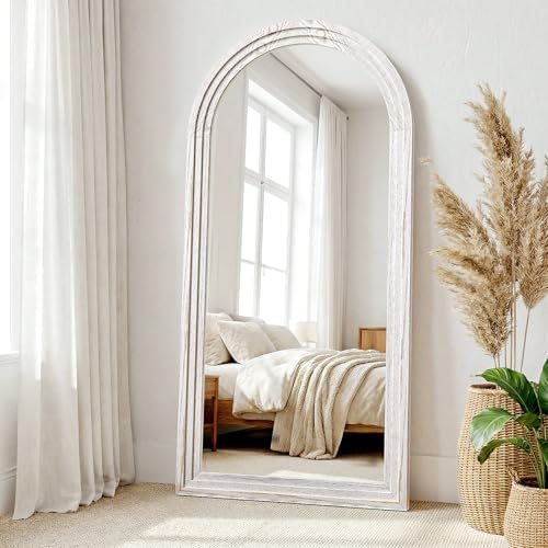 30"x71" Full Length Mirror Solid Wood Frame, Arched Floor Mirror Full Length - Image 4