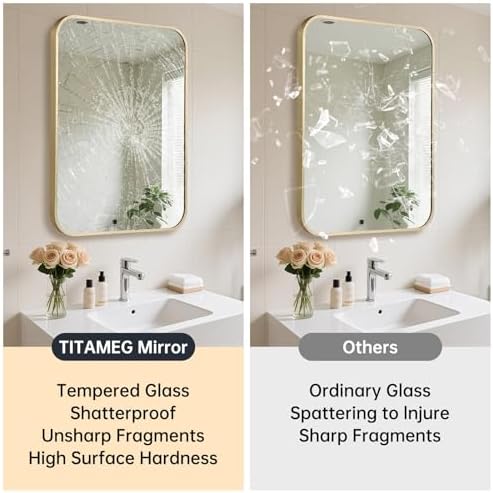 Matte Gold Bathroom Vanity Mirror - Image 4