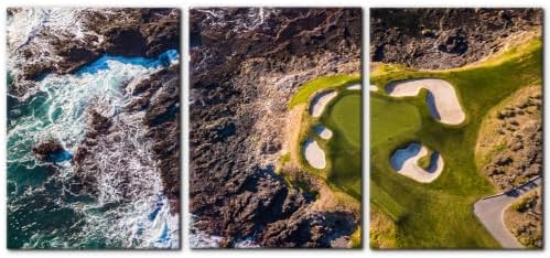 Pacimo 3 Pieces Pebble Beach Golf Course Wall Art Canvas Pictures Natural by Pacimo