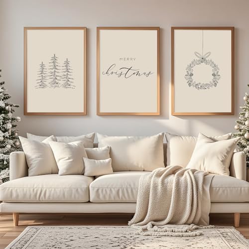 Baccone Christmas Wall Art Winter Xmas Canvas Decor Merry Christmas Wall Art - Image 3