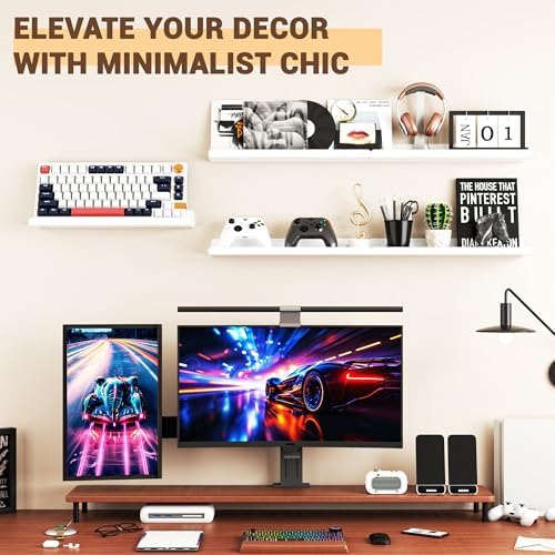 Qukaka 15" Floating Shelves for Wall, 3 Pack Pure White Display Ledges - Image 2