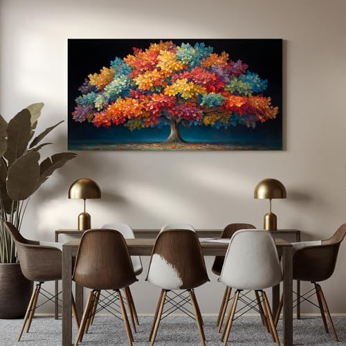 YISXINOAG Colorful Tree of Life Wall Art Modern Landscape Painting 24"X48" - Image 6