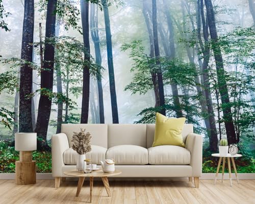 -Green Forest Landscapes Woodland Tree Fabric Wallpaper Living Room Bedroom - Image 2