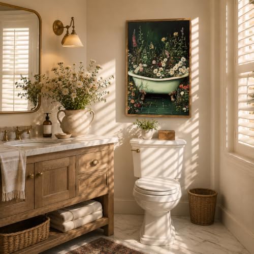 AtterrirArt Framed Vintage Bathroom Flower Canvas Wall Art 20 * 30inch - Image 2