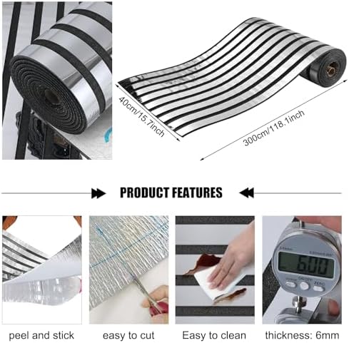 Mirror Striped Peel and Stick Wallpaper 6mm Thick 3D Silver Wall Decor Stripe - Image 3