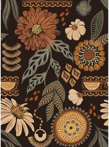 Boho Peel and stick Wallpaper Removable Sun Flroal Vintage Contact Paper by HalixiongWallpaper