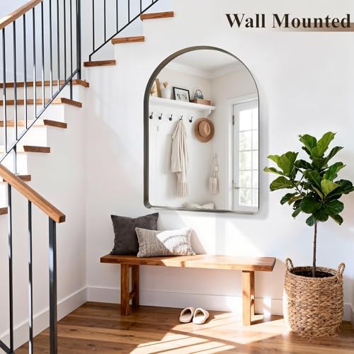 36"x30" Black Arched Mirror, Arched Wall Mirror - Image 6