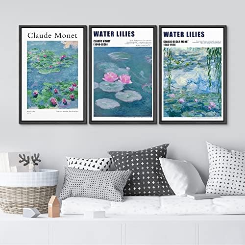 MUDECOR Framed Wall Art Print Set Water Lilies by Claude Monet Nature - Image 3