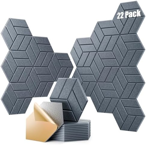 22Pcs Acoustic Panels with Self-adhesive, Hexagonal Soundproof Wall Panels High by OTUOER