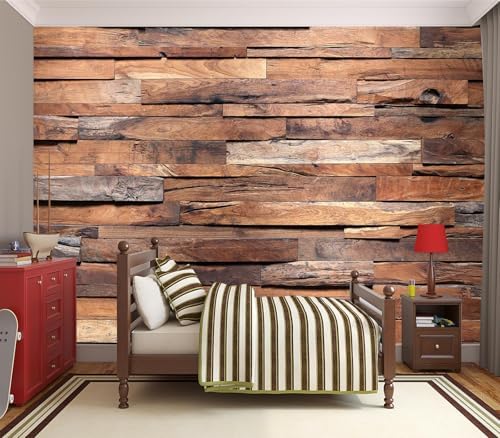 Rustic Wood Plank Wallpaper Brown Vintage Barn Peel Stick - Image 4