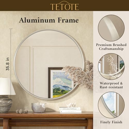 TETOTE Round Mirror 36 inch Brushed Nickel - Image 3