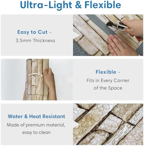 COMSTICKC 3D Faux Stone Wall Panels Peel and Stick - Image 4