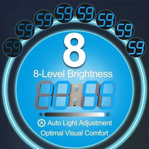 CHKOSDA 17" Large 3D LED Digital Wall Clock, 6-inch High-Visibility Digits - Image 3