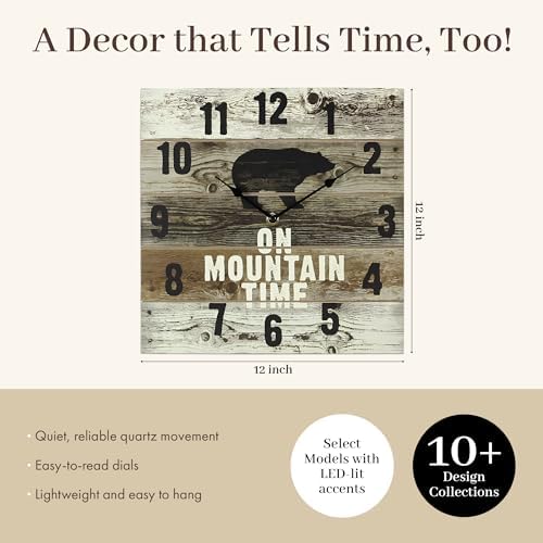 Young's Inc Mountain Time Bear Wooden Wall Clock - Image 3