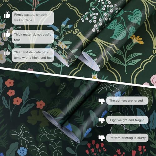 Dimoon 17.3''x78.7'' Peel and Stick Wallpaper Floral Contact Paper Vintage - Image 3