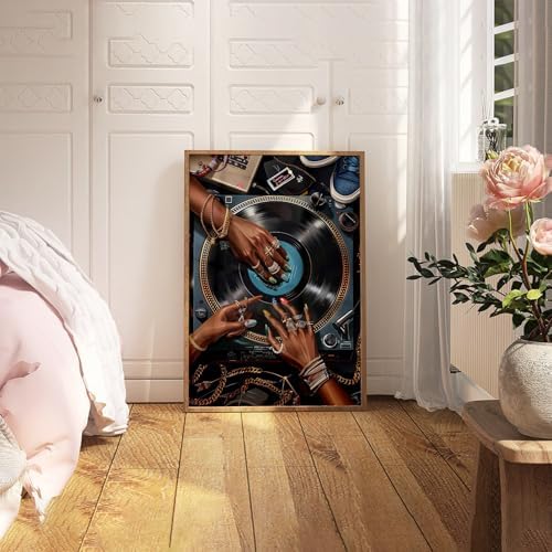 ZHGYGBN Black Girl DJ Wall Art Turntable Poster 16x24 Inch Unframed - Image 4