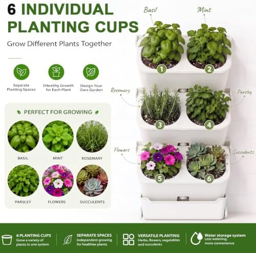 Briwooody 3 Set 6 Pocket Vertical Stackable Wall Planters Kit Outdoor Self - Image 5